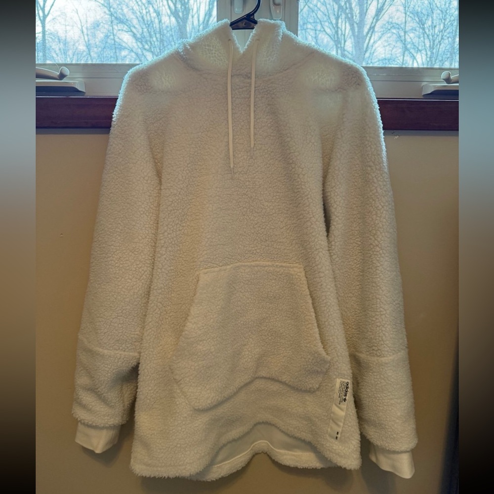 Adidas Originals White Fuzzy Hoodie